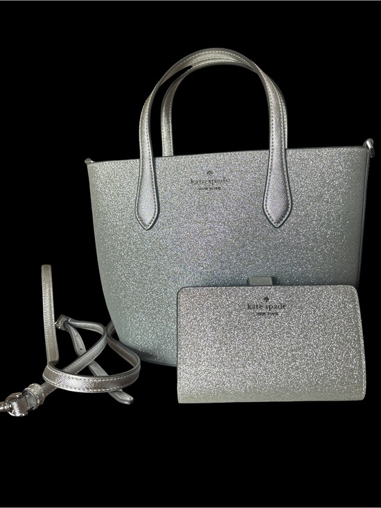 kate spade Handbags - Kate Spade Silver Glitter Tote and Wallet Set NWOT